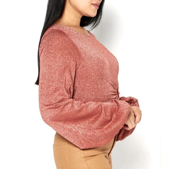 NWT [Charlie Holiday] Layla Shimmering Metallic Crop Top in Desert Women’s Sz M - Picture 6 of 9